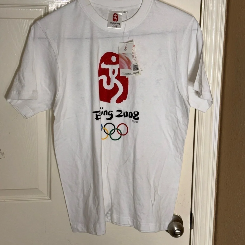 2008 Beijing Olympics One World One Dream Men's White NWT Shirt Size Large​​​​​ - Picture 10 of 12